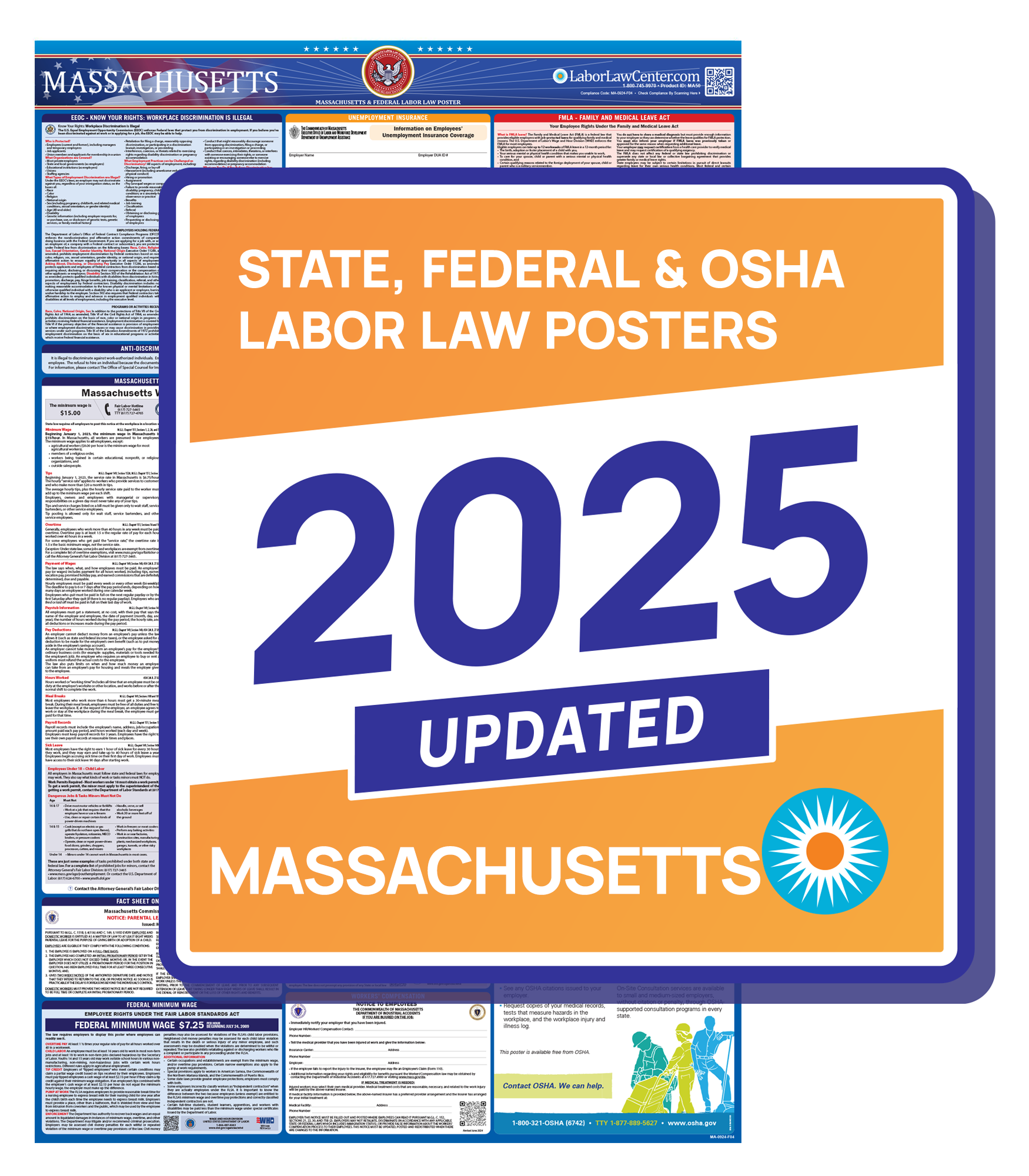Federal & State Labor Law Poster 2025 - Massachusetts