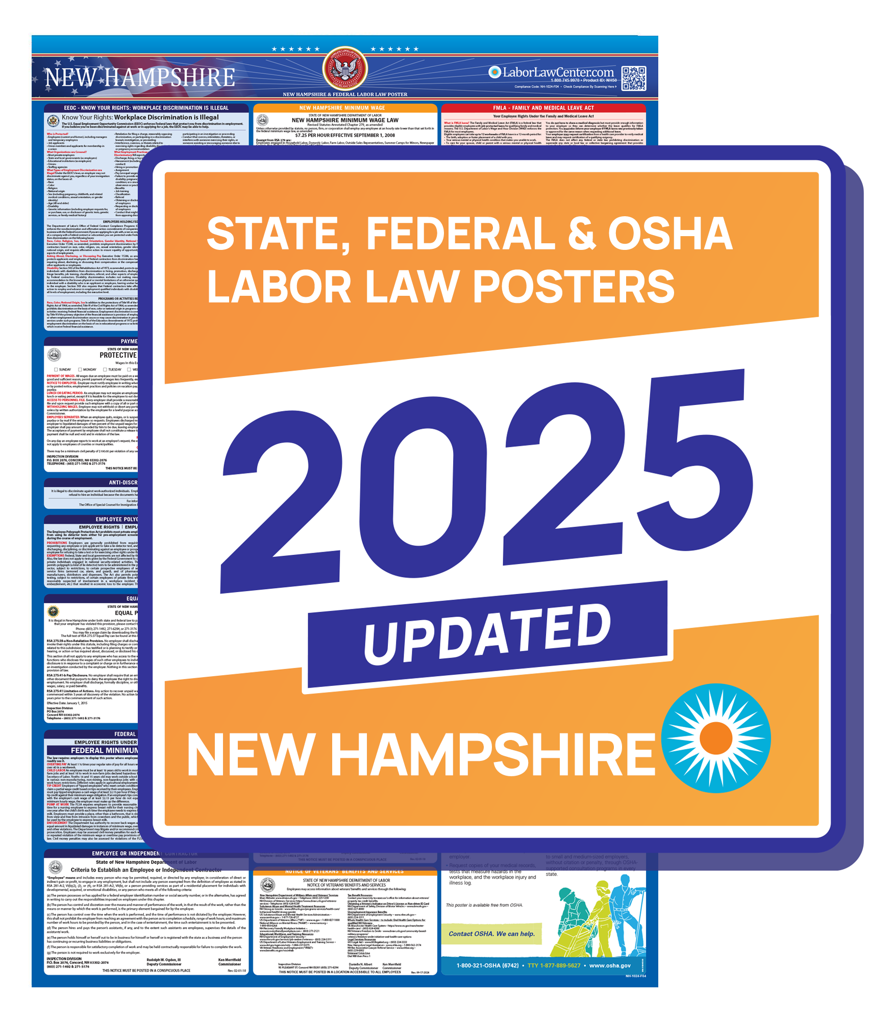 Federal & State Labor Law Poster 2025 - New Hampshire