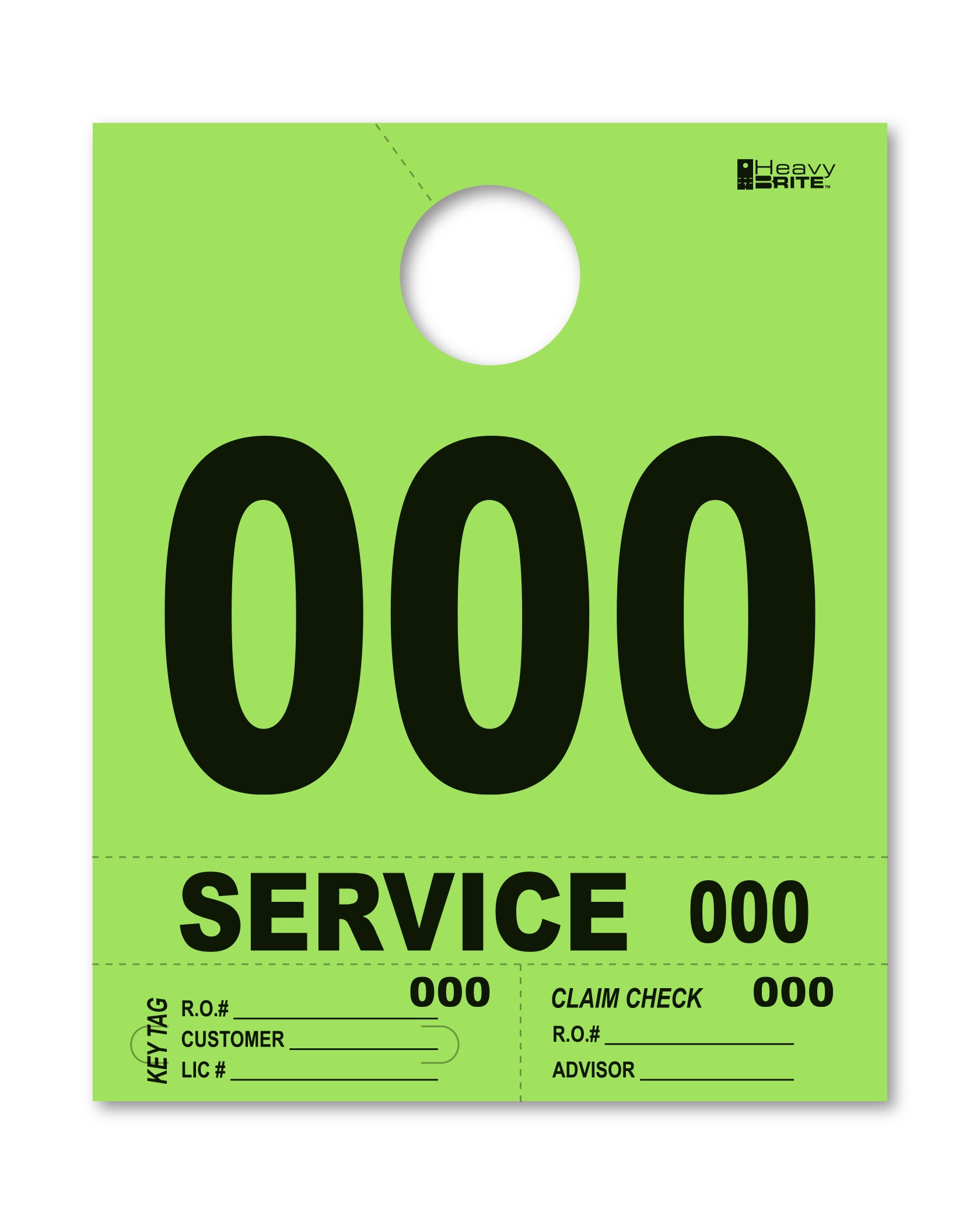 Heavy Brite 4-Part Service Dispatch Numbers (HB4P) - Lime Green