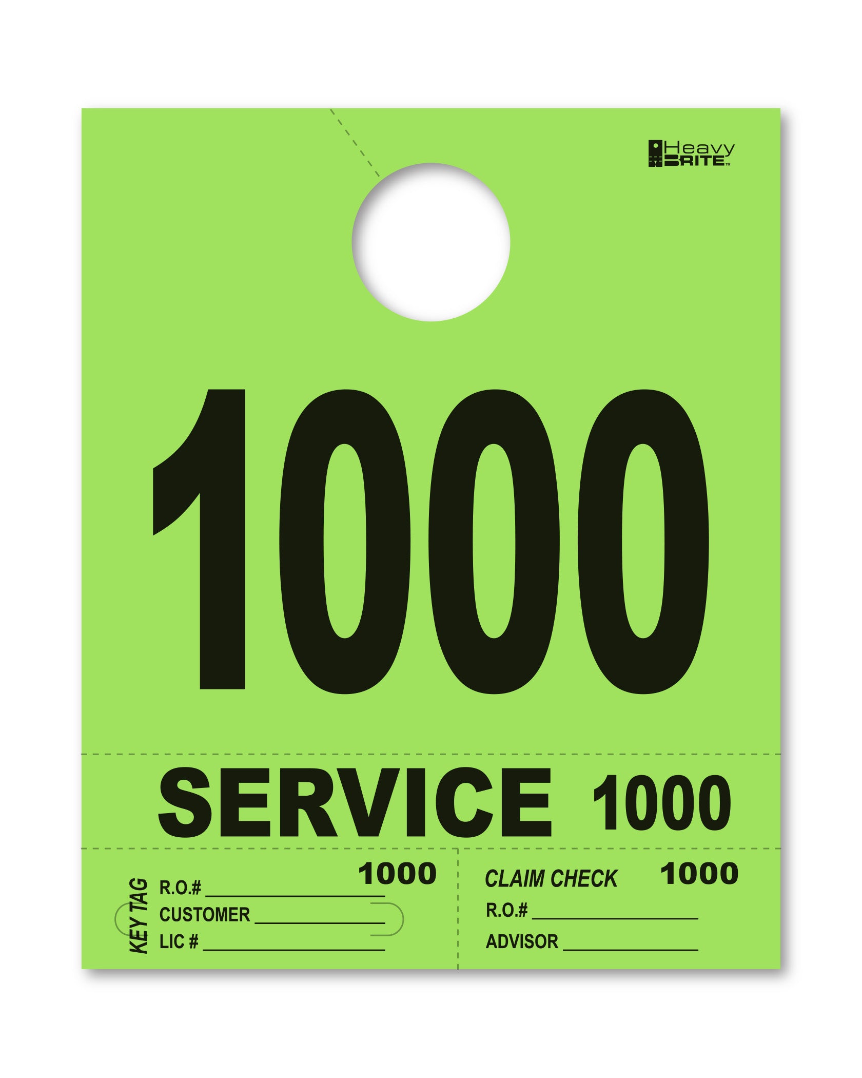 Heavy Brite 4-Part Service Dispatch Numbers (HB4P) - Lime Green