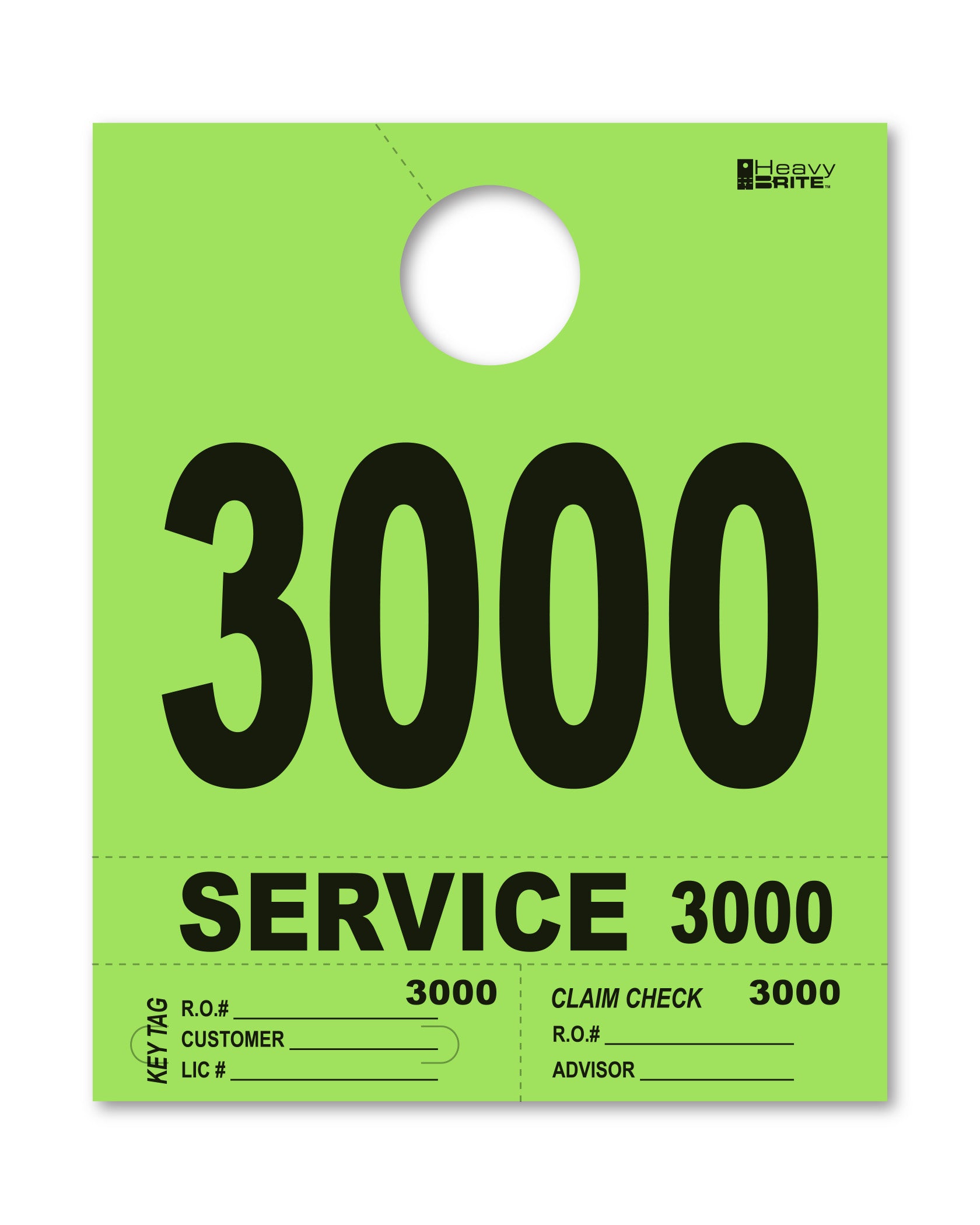 Heavy Brite 4-Part Service Dispatch Numbers (HB4P) - Lime Green