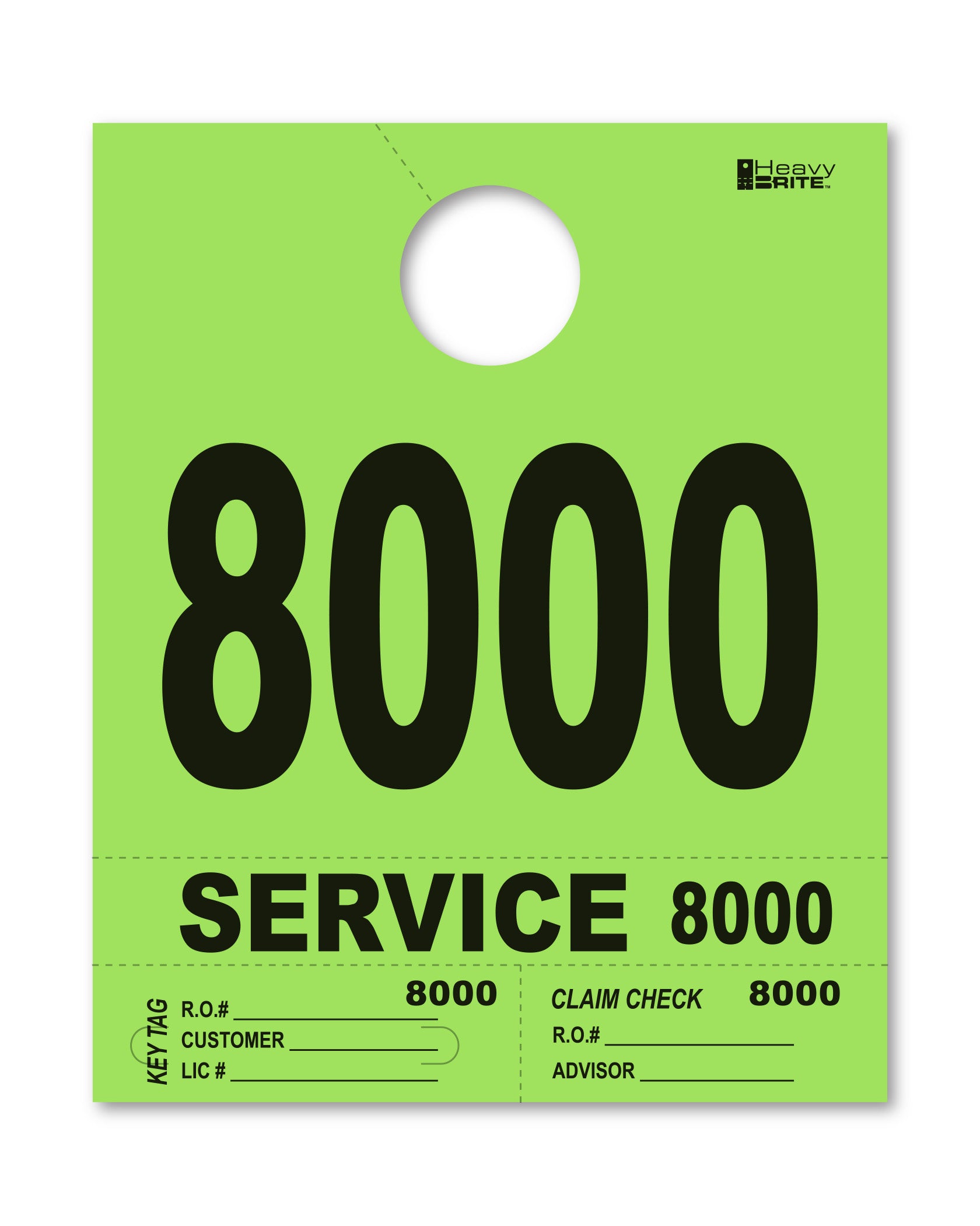 Heavy Brite 4-Part Service Dispatch Numbers (HB4P) - Lime Green
