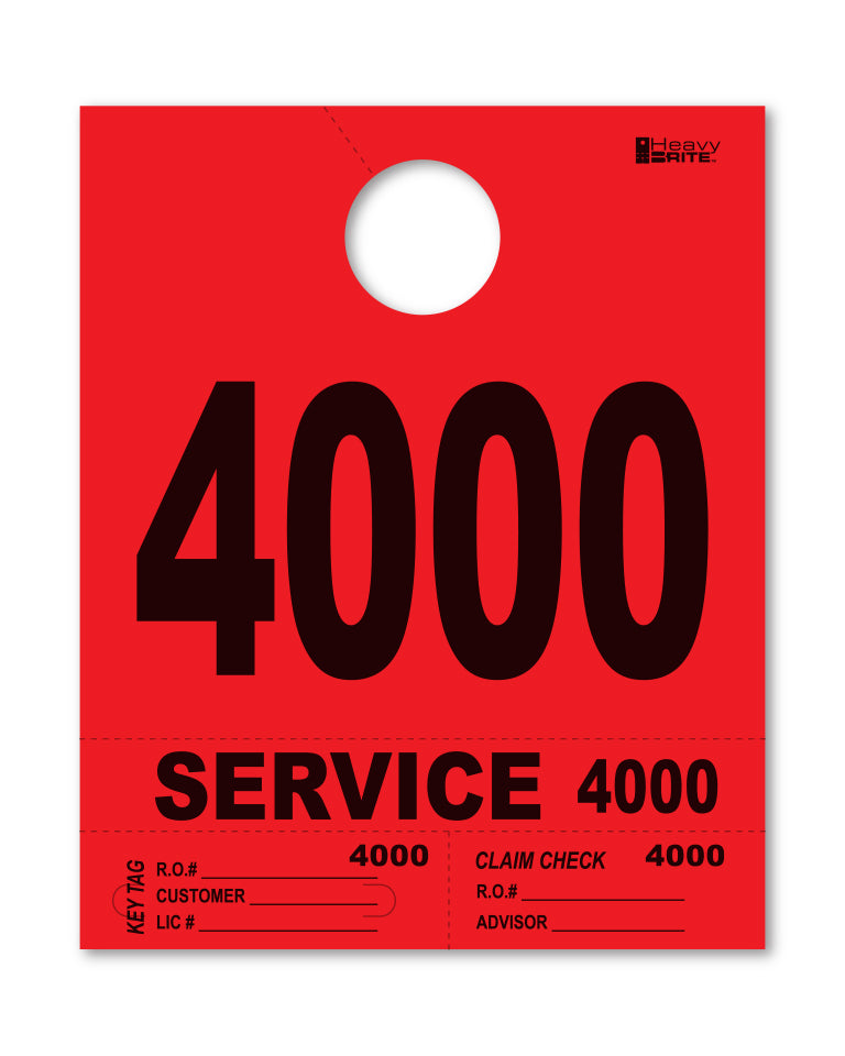 Heavy Brite 4-Part Service Dispatch Numbers (HB4P) - Red
