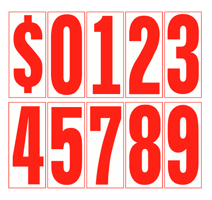 5-1/2" Number Decals - Red/White