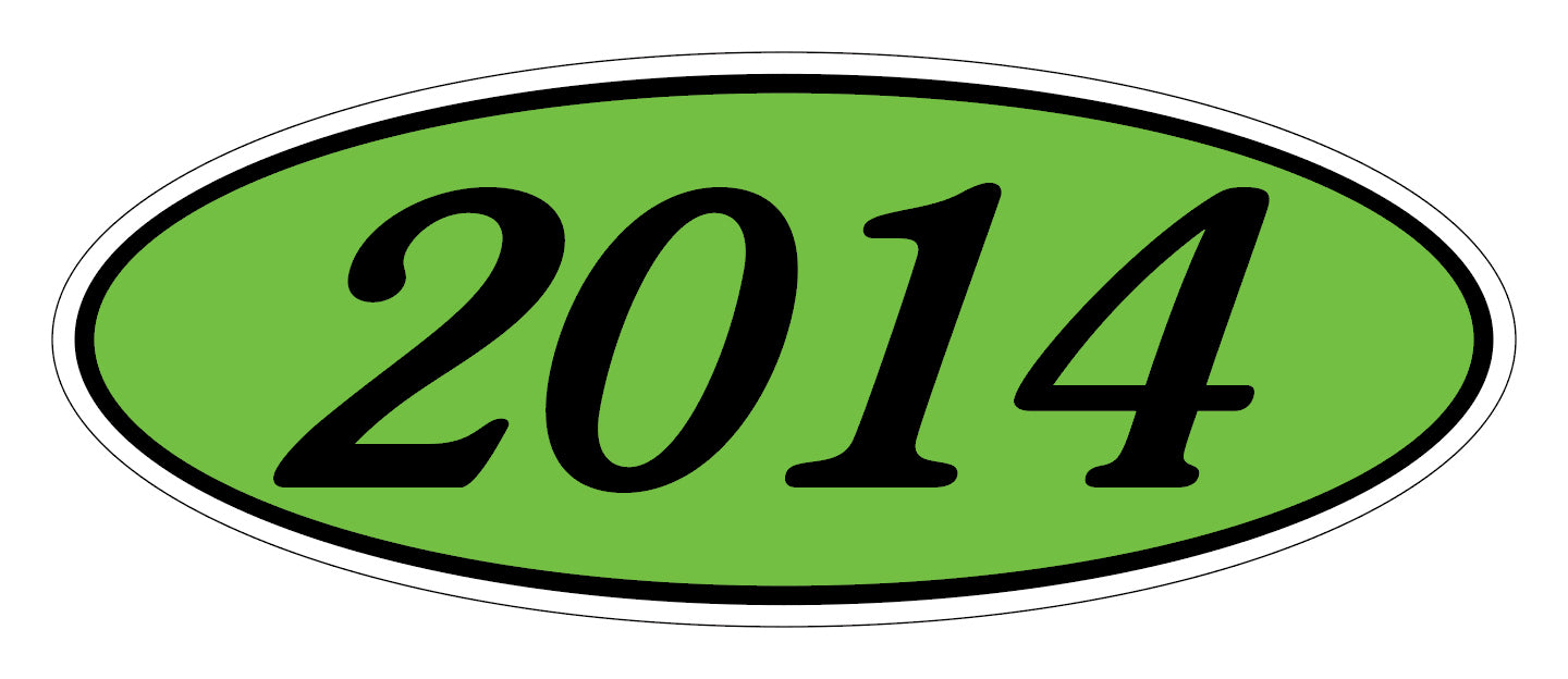 Oval Year Decals - Black/Fluorescent Green
