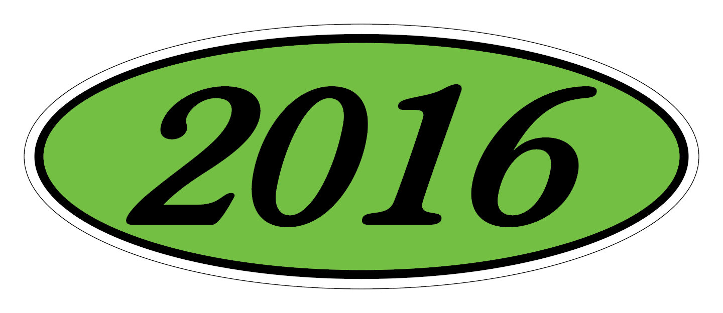Oval Year Decals - Black/Fluorescent Green