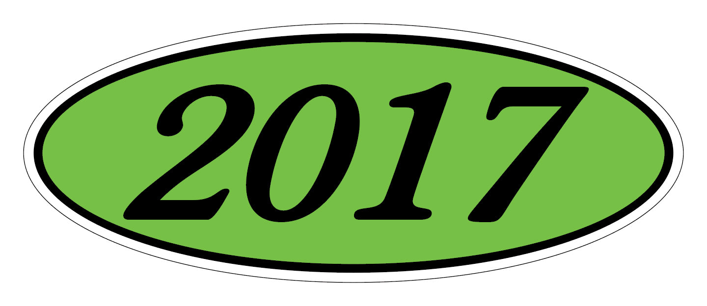 Oval Year Decals - Black/Fluorescent Green