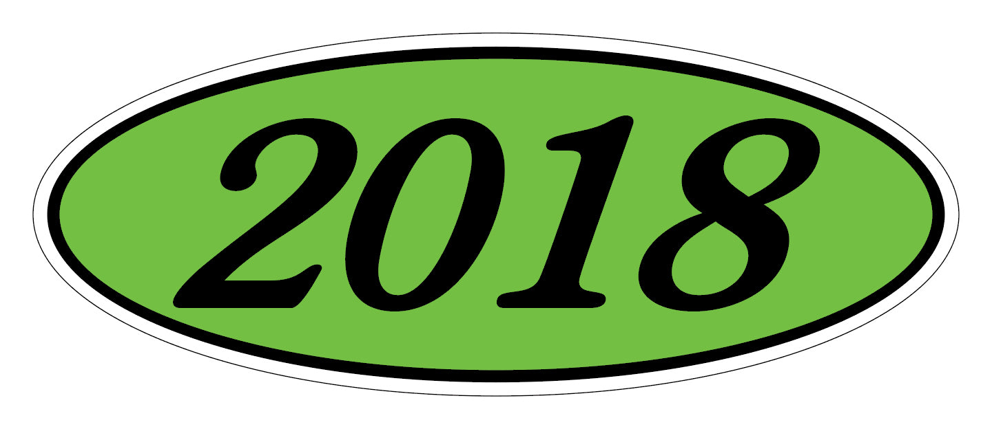 Oval Year Decals - Black/Fluorescent Green