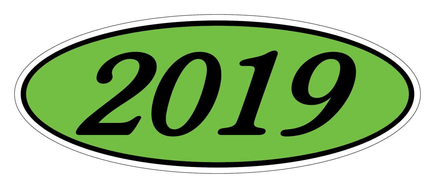 Oval Year Decals - Black/Fluorescent Green