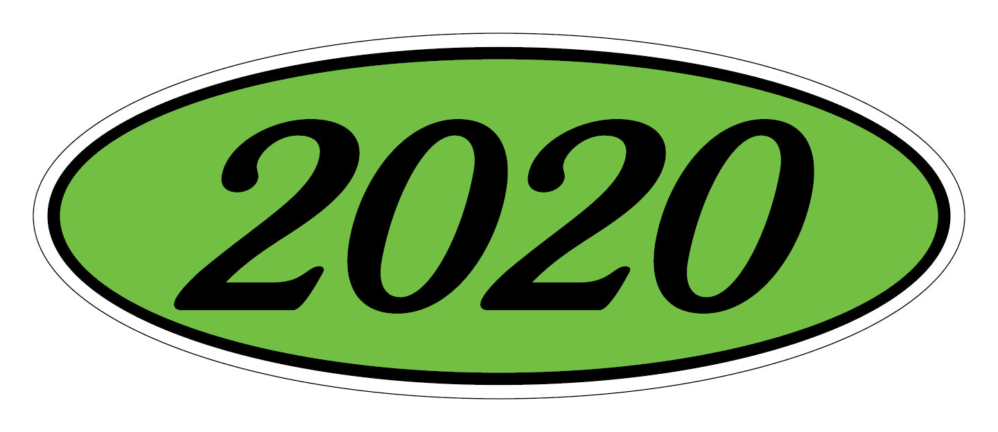 Oval Year Decals - Black/Fluorescent Green