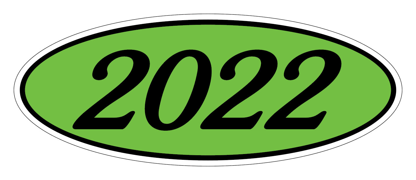 Oval Year Decals - Black/Fluorescent Green