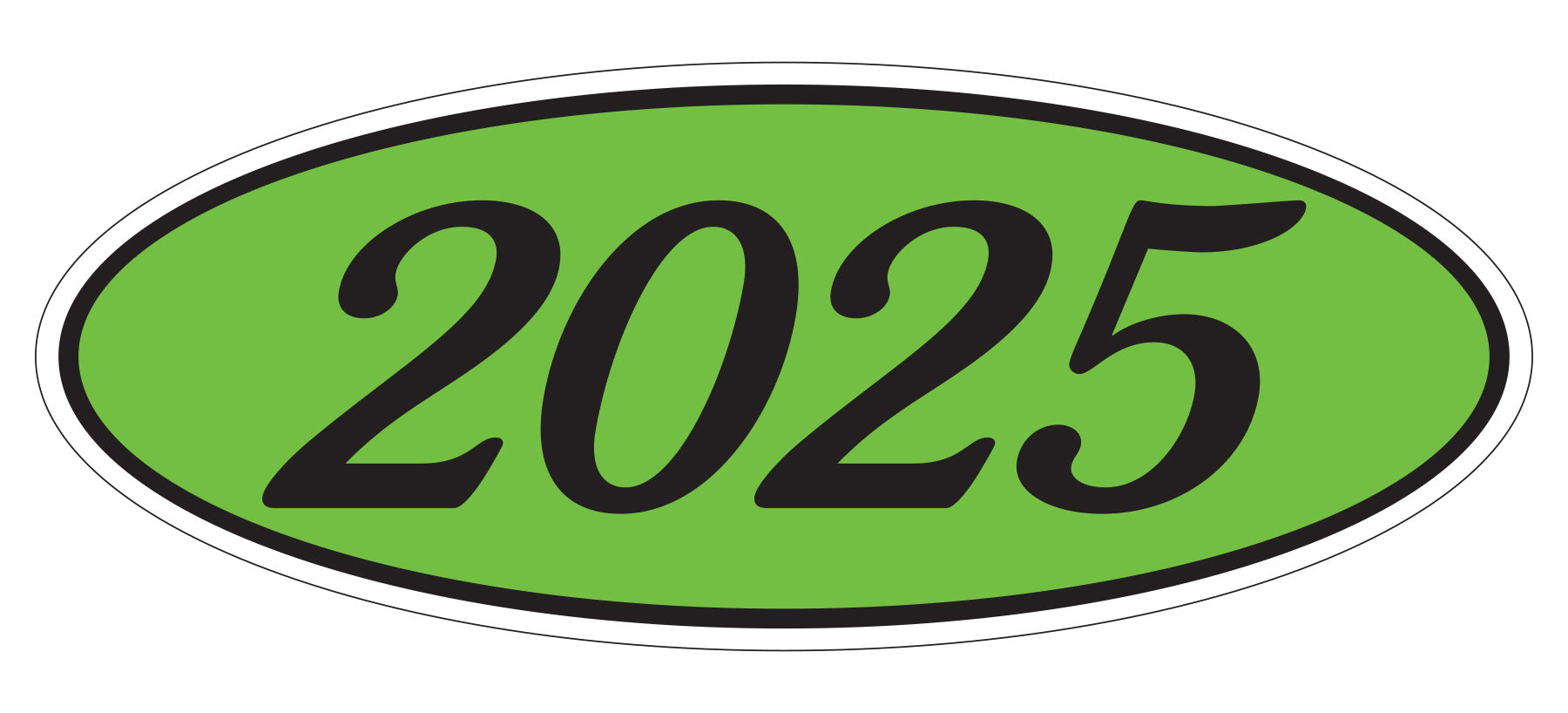 Oval Year Decals - Black/Fluorescent Green