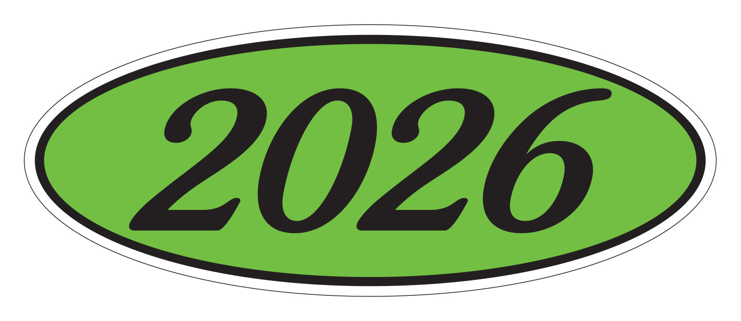 Oval Year Decals - Black/Fluorescent Green