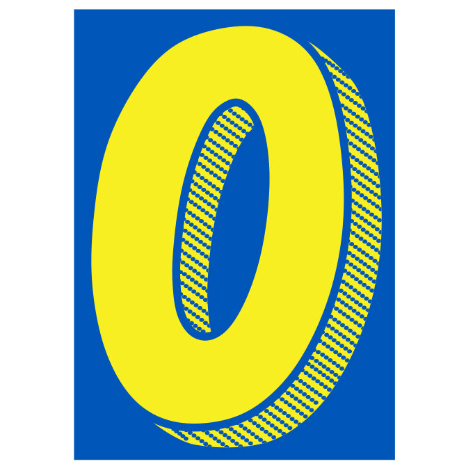 7-1/2" Shadow Number Decals - Yellow/Blue