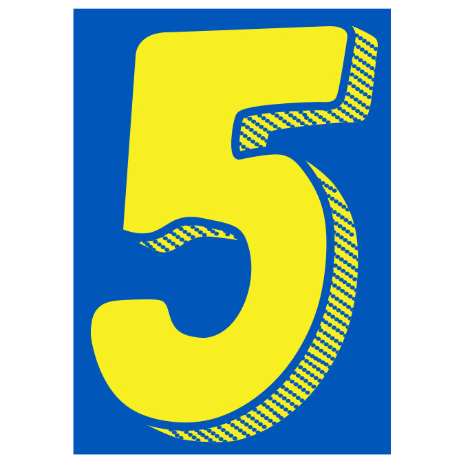 7-1/2" Shadow Number Decals - Yellow/Blue