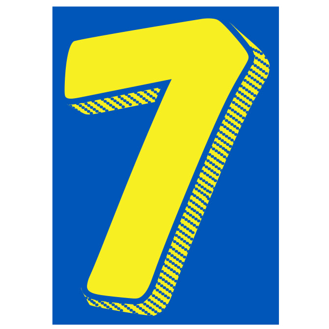 7-1/2" Shadow Number Decals - Yellow/Blue