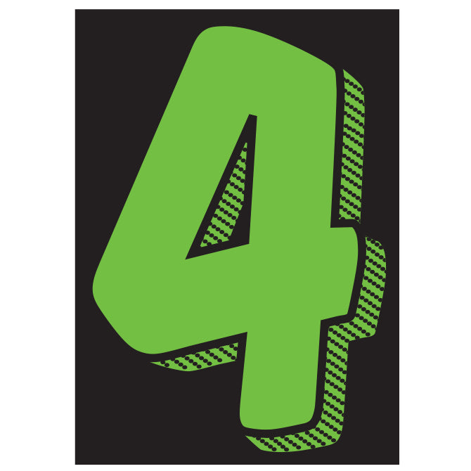 7-1/2" Shadow Number Decals - Fluorescent Green/Black