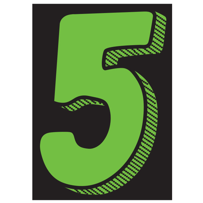 7-1/2" Shadow Number Decals - Fluorescent Green/Black