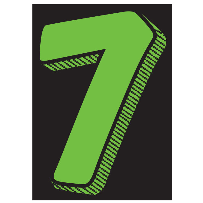 7-1/2" Shadow Number Decals - Fluorescent Green/Black