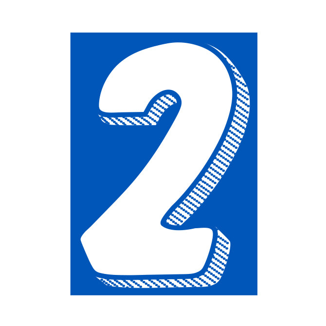 7-1/2" Shadow Number Decals - White/Blue
