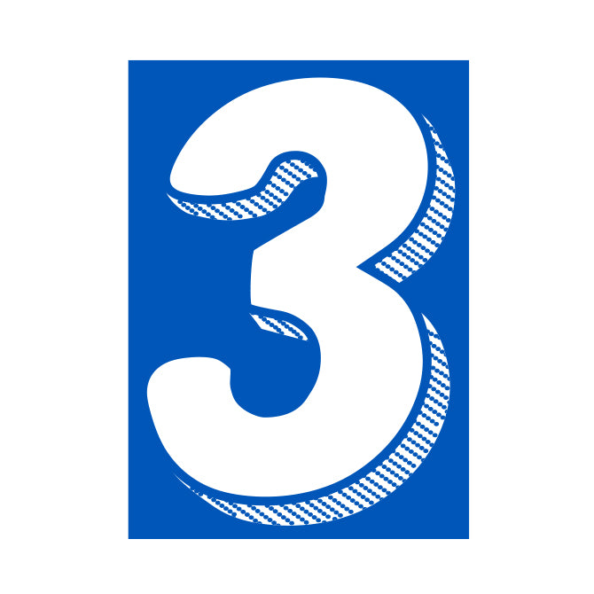 7-1/2" Shadow Number Decals - White/Blue