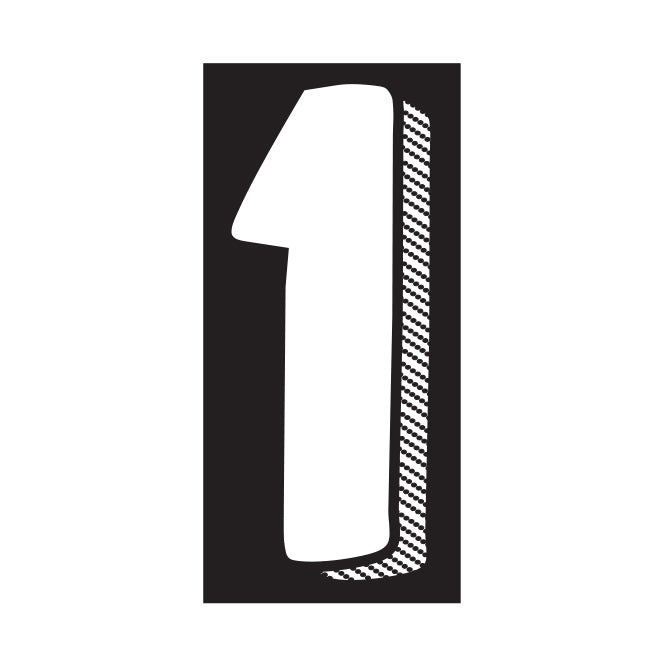 7-1/2" Shadow Number Decals - White/Black