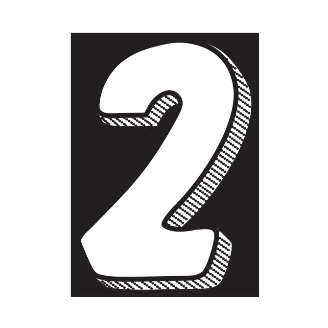 7-1/2" Shadow Number Decals - White/Black