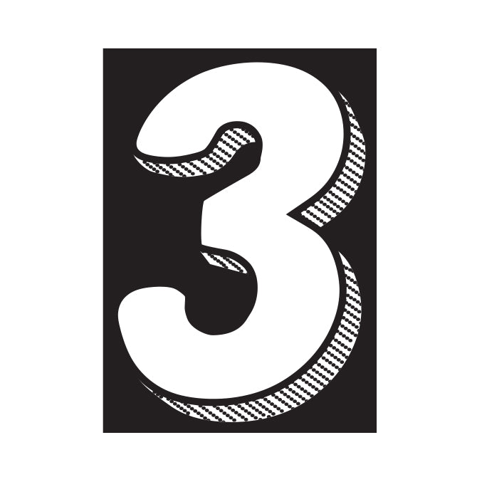 7-1/2" Shadow Number Decals - White/Black