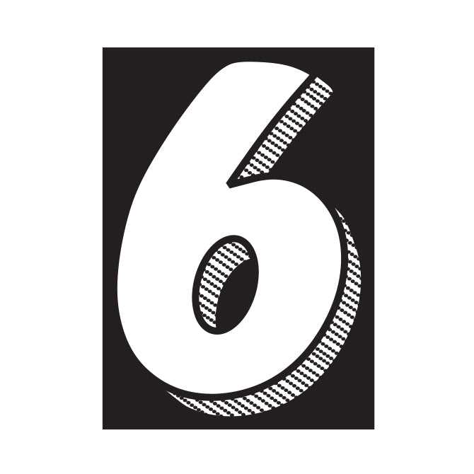 7-1/2" Shadow Number Decals - White/Black