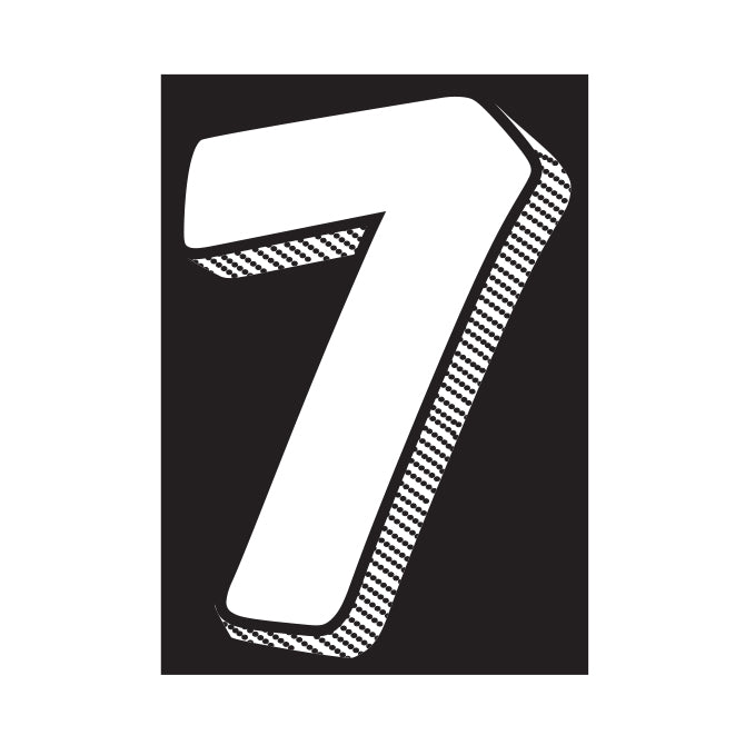 7-1/2" Shadow Number Decals - White/Black