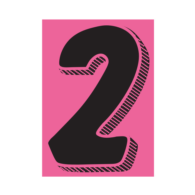 7-1/2" Shadow Number Decals - Black/Hot Pink