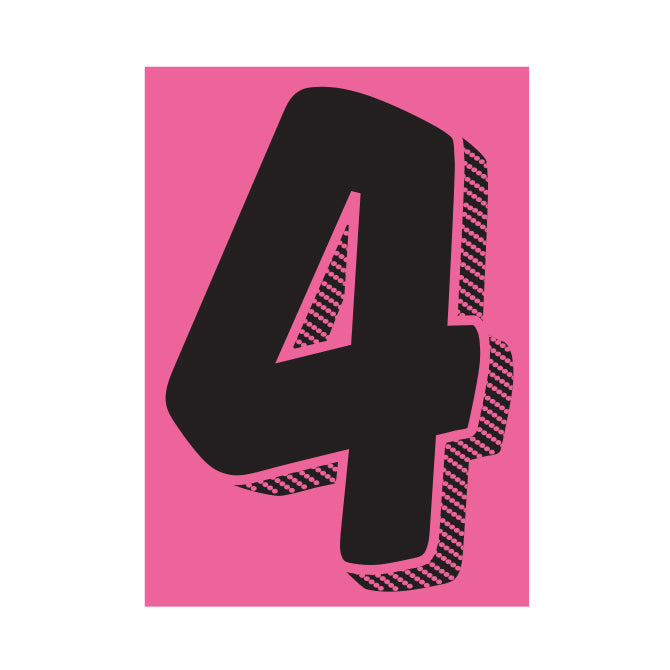 7-1/2" Shadow Number Decals - Black/Hot Pink
