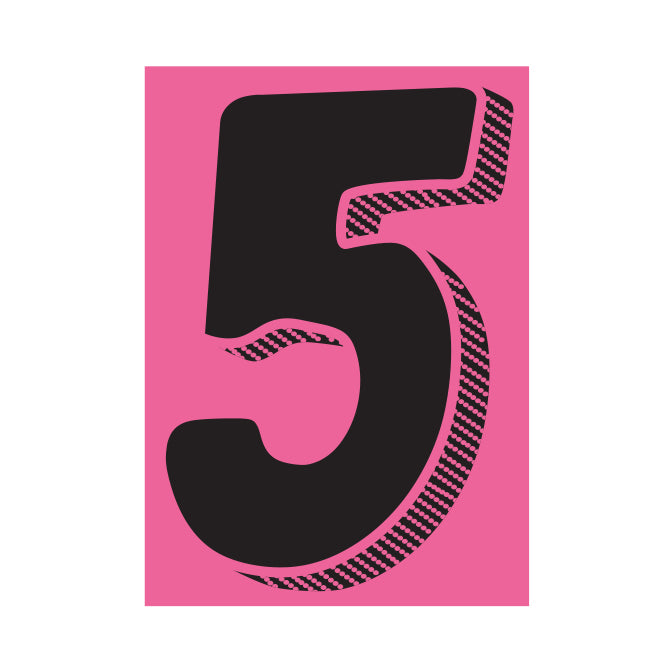 7-1/2" Shadow Number Decals - Black/Hot Pink
