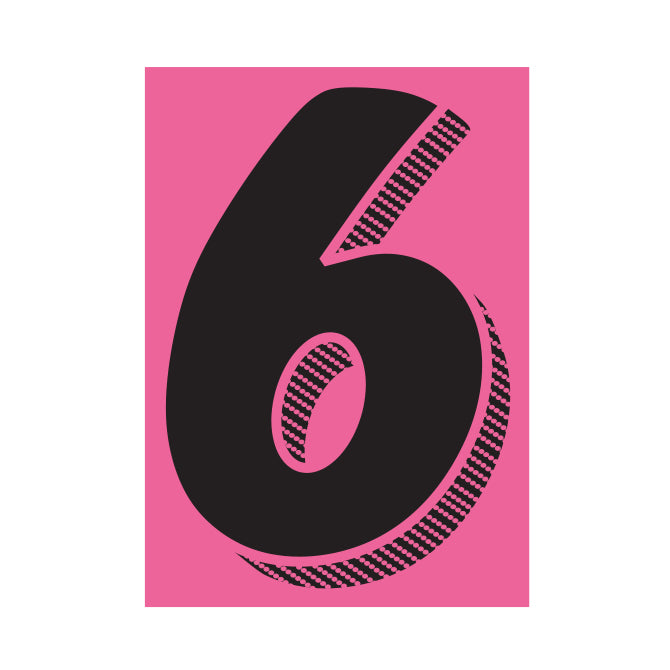 7-1/2" Shadow Number Decals - Black/Hot Pink