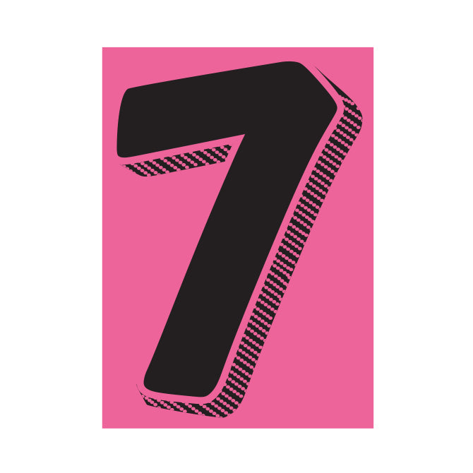 7-1/2" Shadow Number Decals - Black/Hot Pink