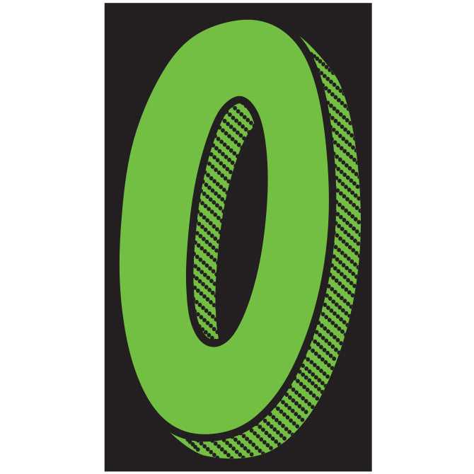 11-1/2" Shadow Number Decals - Fluorescent Green/Black