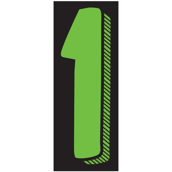 11-1/2" Shadow Number Decals - Fluorescent Green/Black