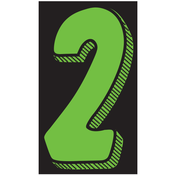 11-1/2" Shadow Number Decals - Fluorescent Green/Black