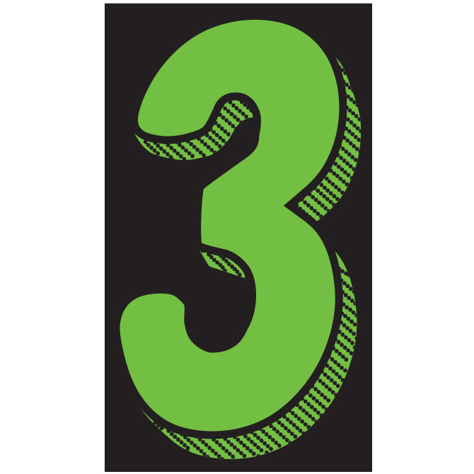 11-1/2" Shadow Number Decals - Fluorescent Green/Black