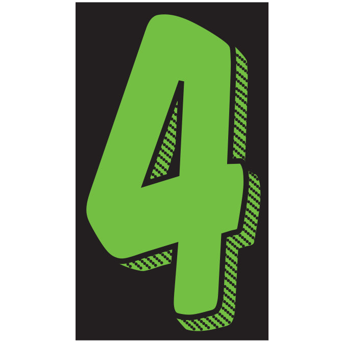 11-1/2" Shadow Number Decals - Fluorescent Green/Black