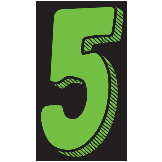 11-1/2" Shadow Number Decals - Fluorescent Green/Black