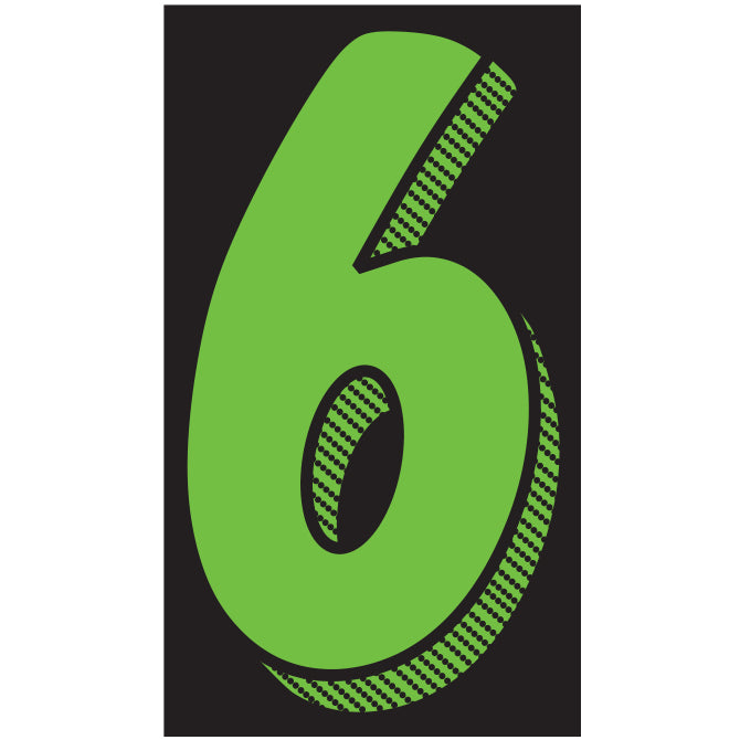 11-1/2" Shadow Number Decals - Fluorescent Green/Black