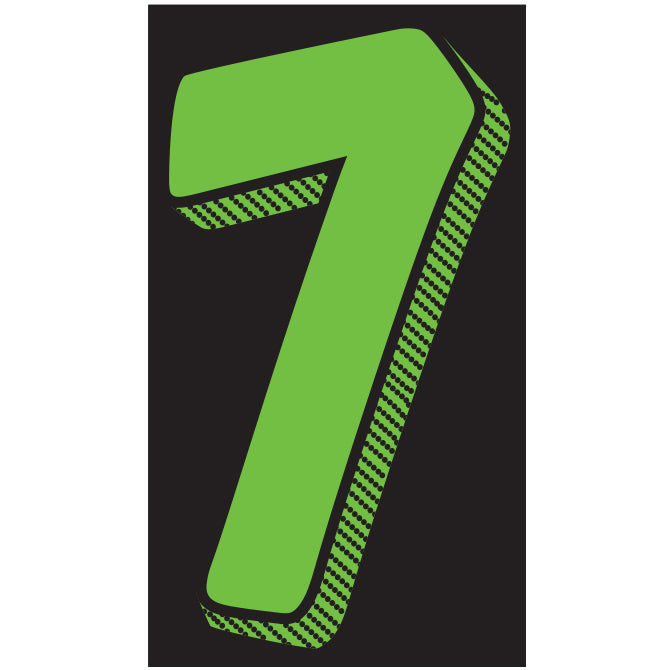 11-1/2" Shadow Number Decals - Fluorescent Green/Black