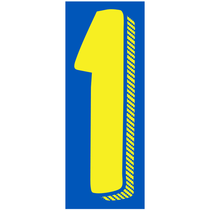 11-1/2" Shadow Number Decals - Yellow/Blue