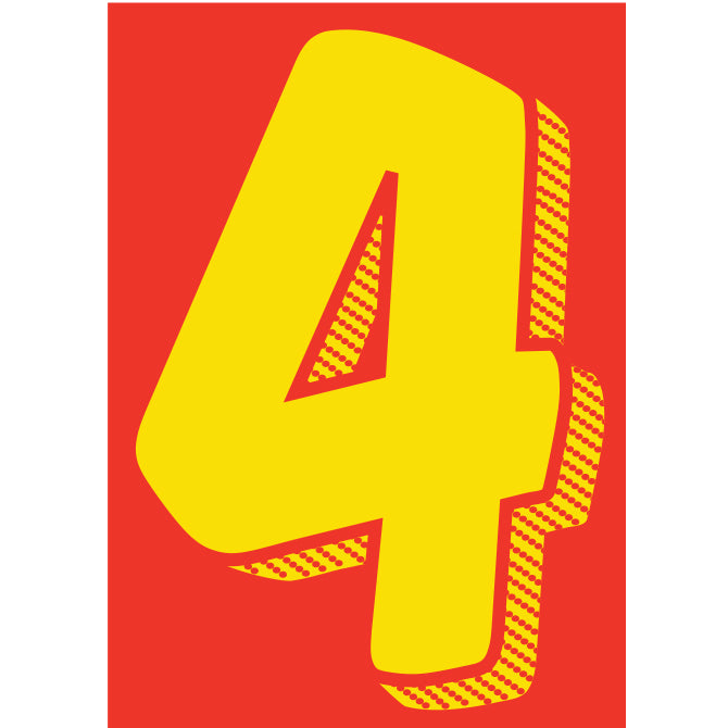 7-1/2" Shadow Number Decals - Yellow/Red