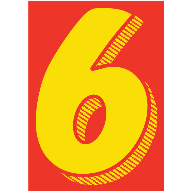 7-1/2" Shadow Number Decals - Yellow/Red