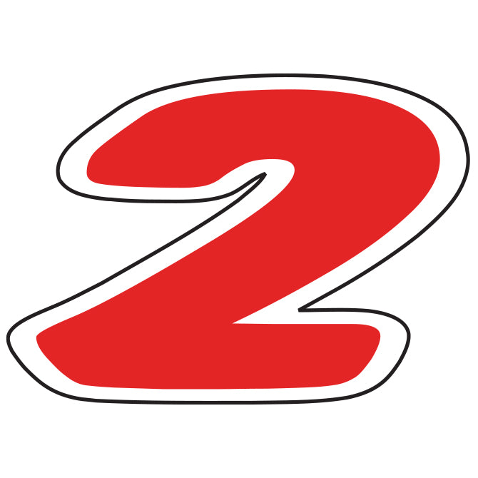 6-1/4" Die Cut Number Decals - Red/White
