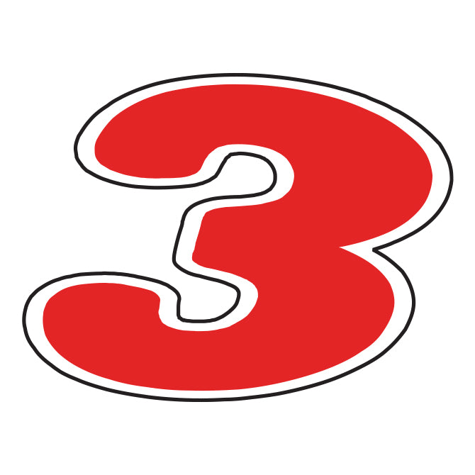 6-1/4" Die Cut Number Decals - Red/White