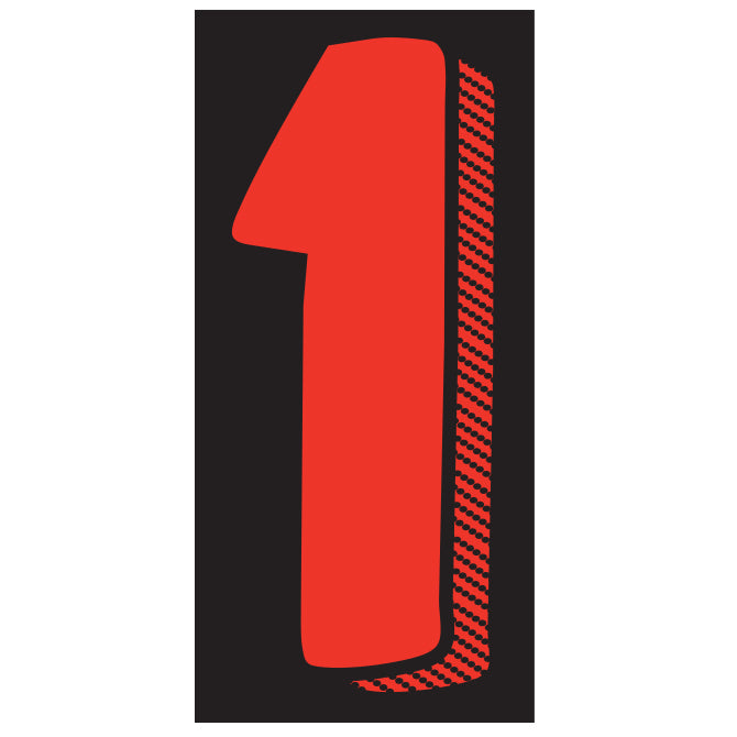 7-1/2" Shadow Number Decals - Red/Black