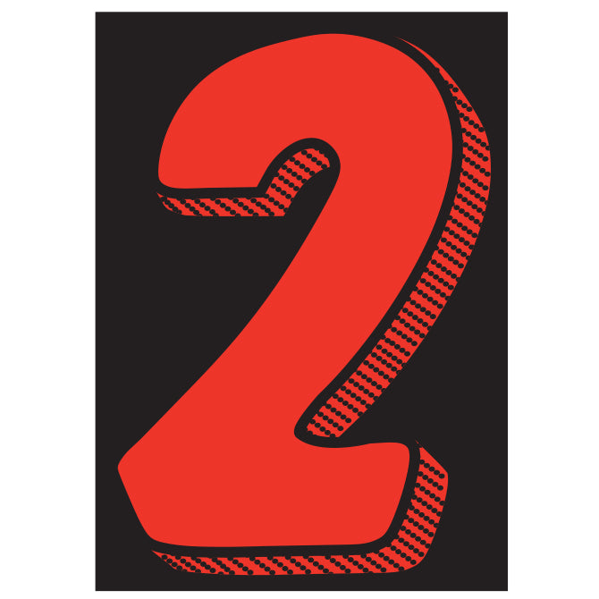7-1/2" Shadow Number Decals - Red/Black